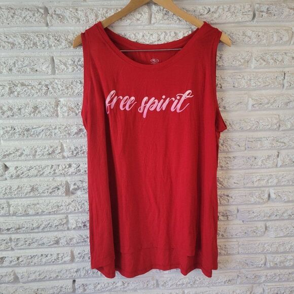 Athletic Works Womens Top XXXL 22 Tee Sleeveless Free Spirit Red RED84E - Picture 1 of 8